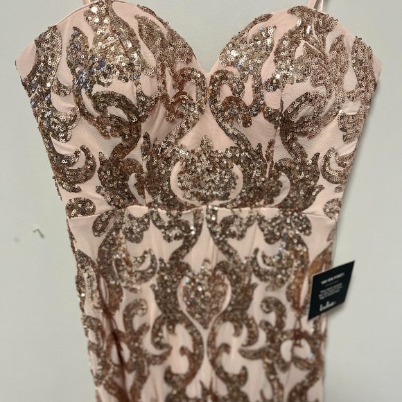 Rebecca Rose Gold Sequin Strapless Dress - Picture 7 of 7